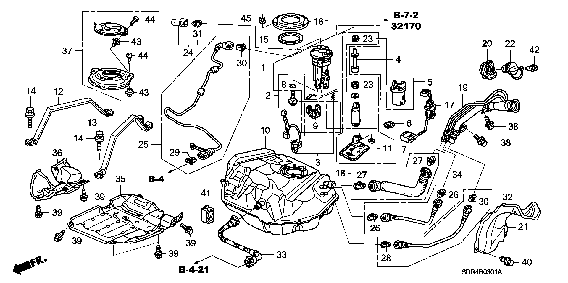 Diagram FUEL TANK ('06-) for your 1994 Honda Accord Coupe 2.2L MT LX 