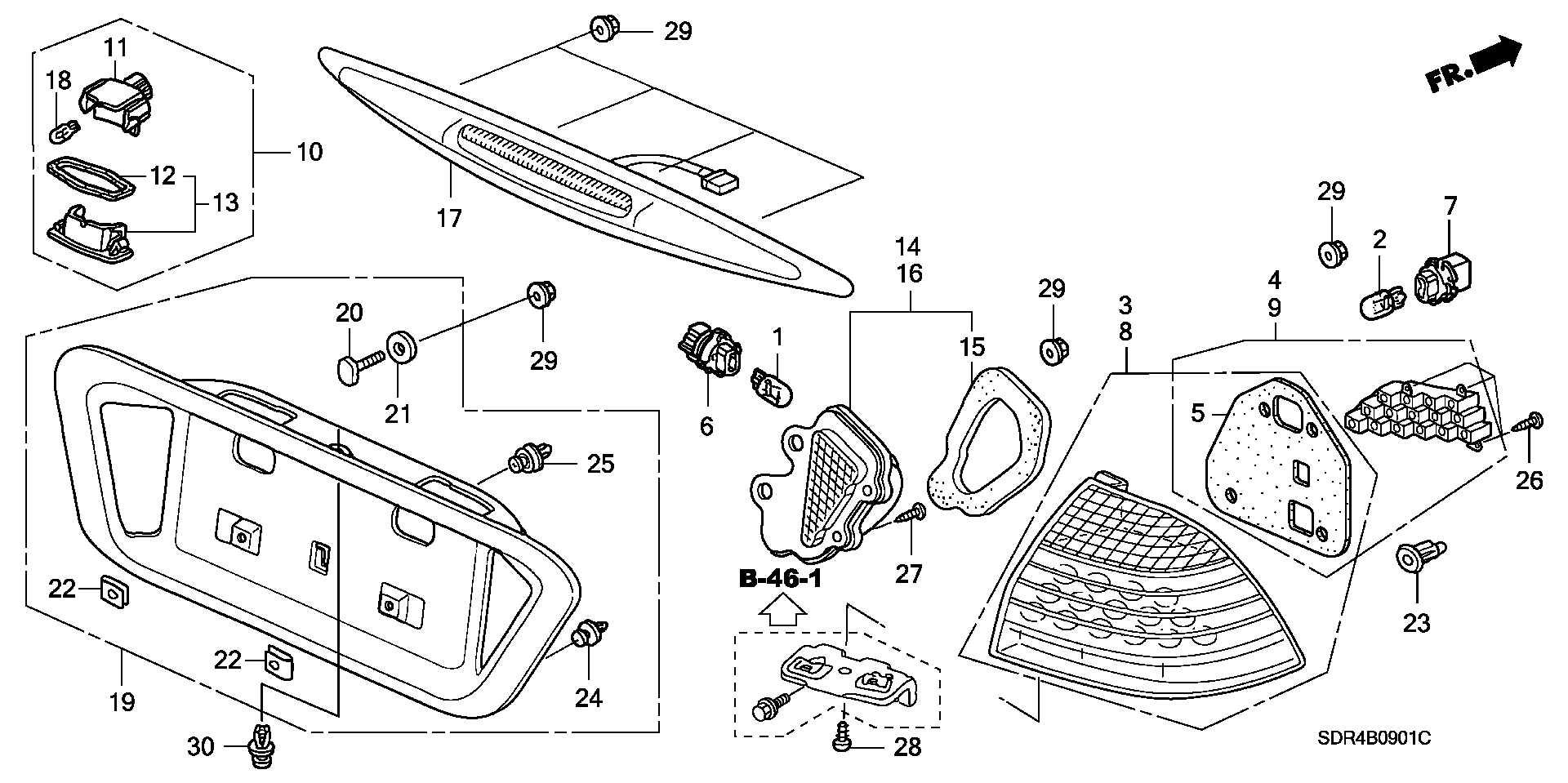 2024 Honda Pilot TR /NONBSI Grommet, rr. Combination light. Taillight