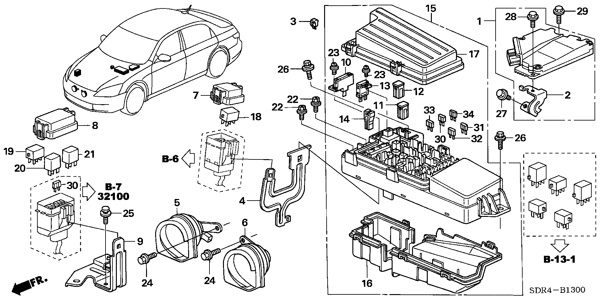 Diagram CONTROL UNIT (ENGINE  ROOM) (1) for your 2007 Honda Accord Hybrid NAVIGATION 