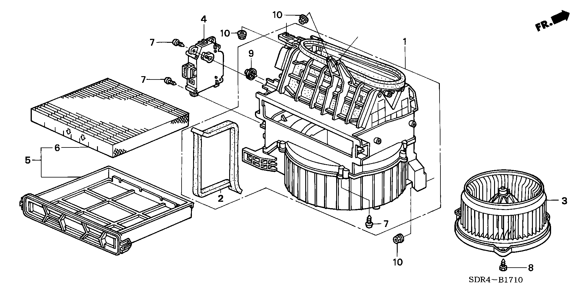 Diagram HEATER BLOWER for your 1990 Honda Accord   