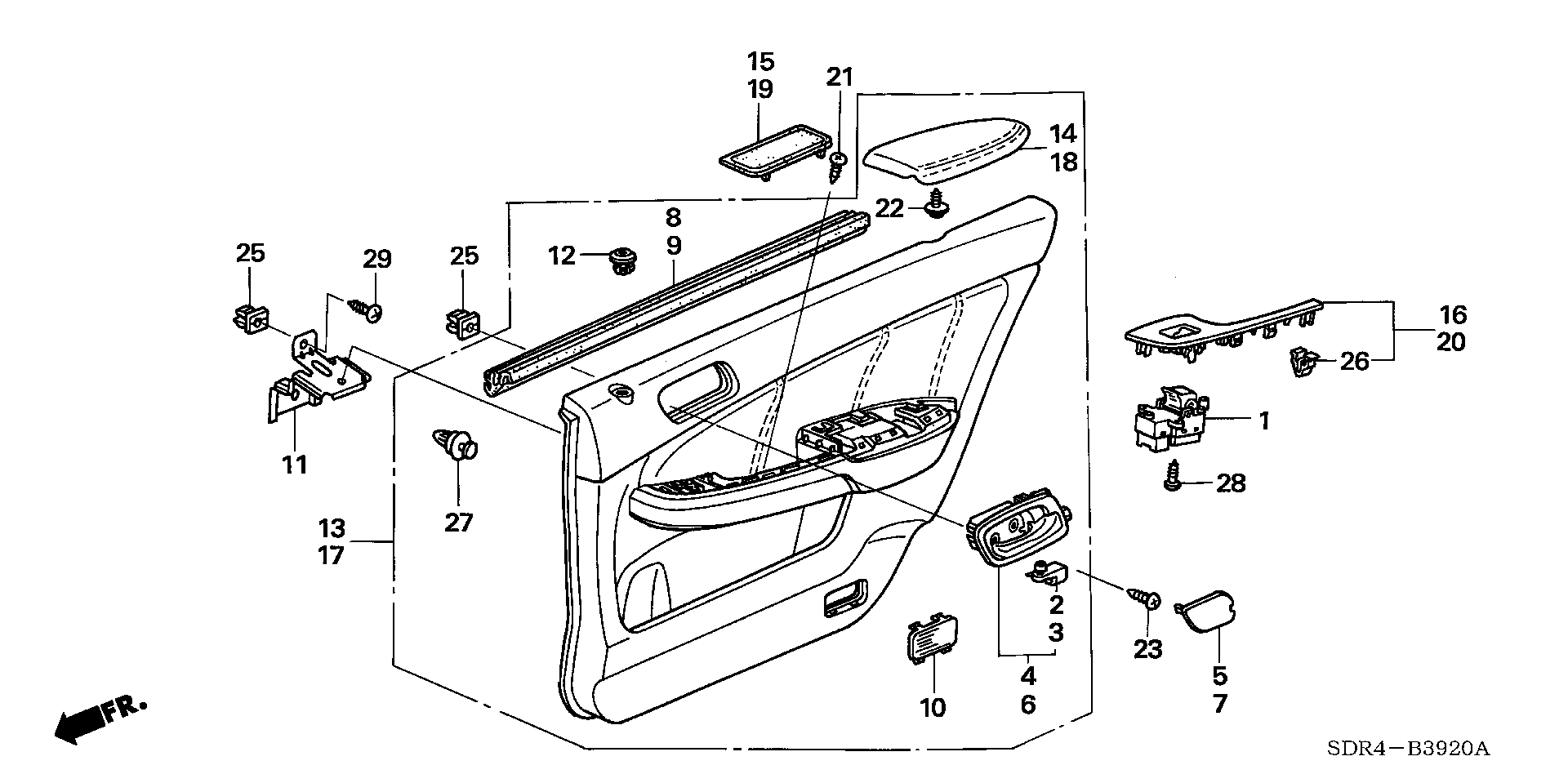 Diagram REAR DOOR LINING for your 2022 Honda CR-V   