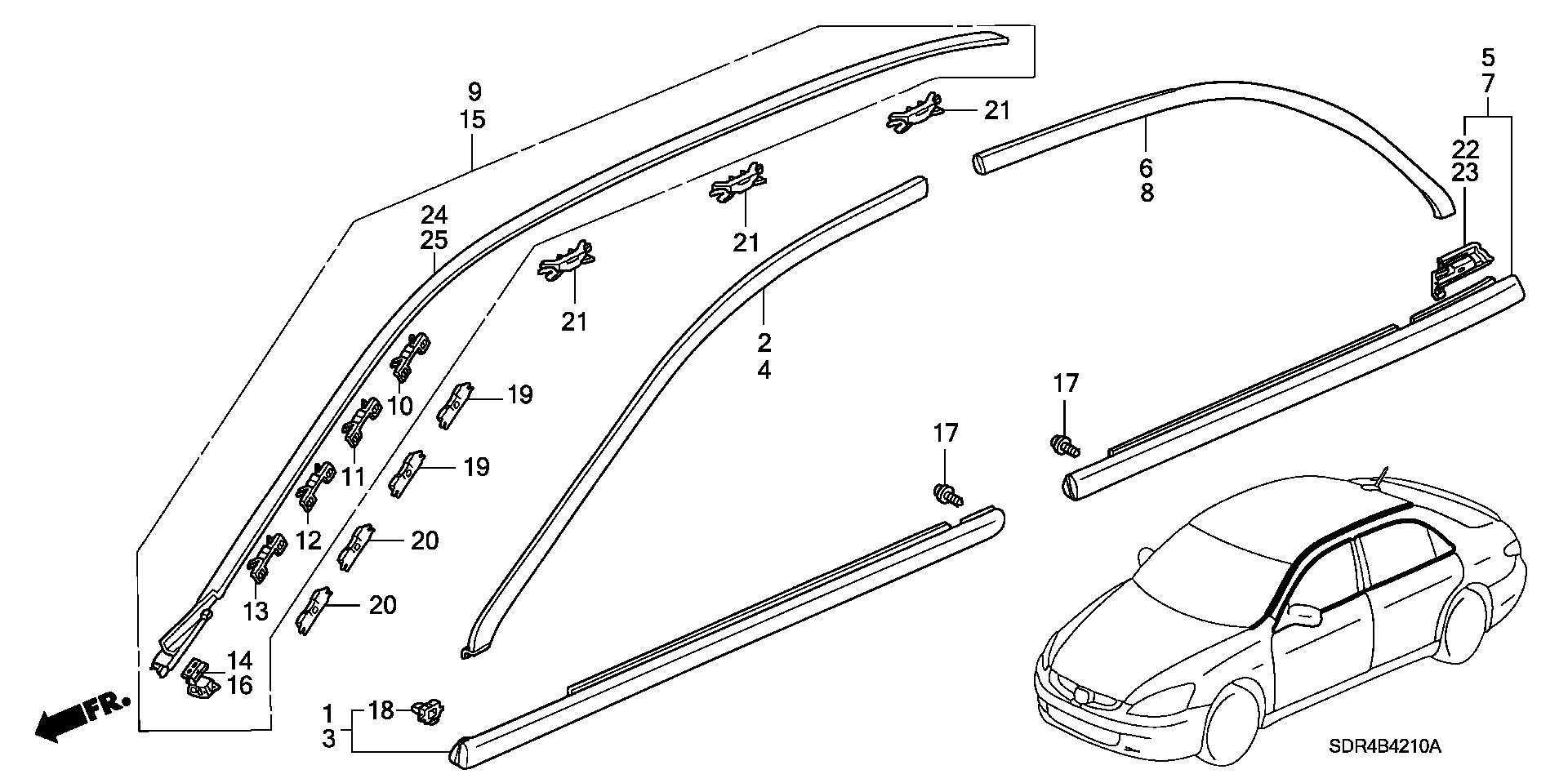 Diagram MOLDING for your Honda Accord  