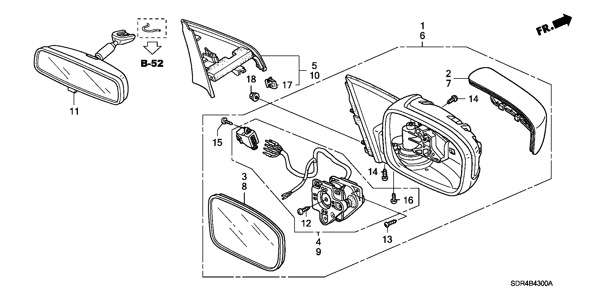 Diagram MIRROR ('05) for your 1997 Honda Civic Hatchback   