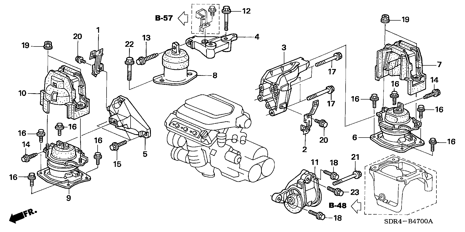 Diagram ENGINE MOUNTS for your 1991 Honda Accord Coupe 2.2L AT DX 