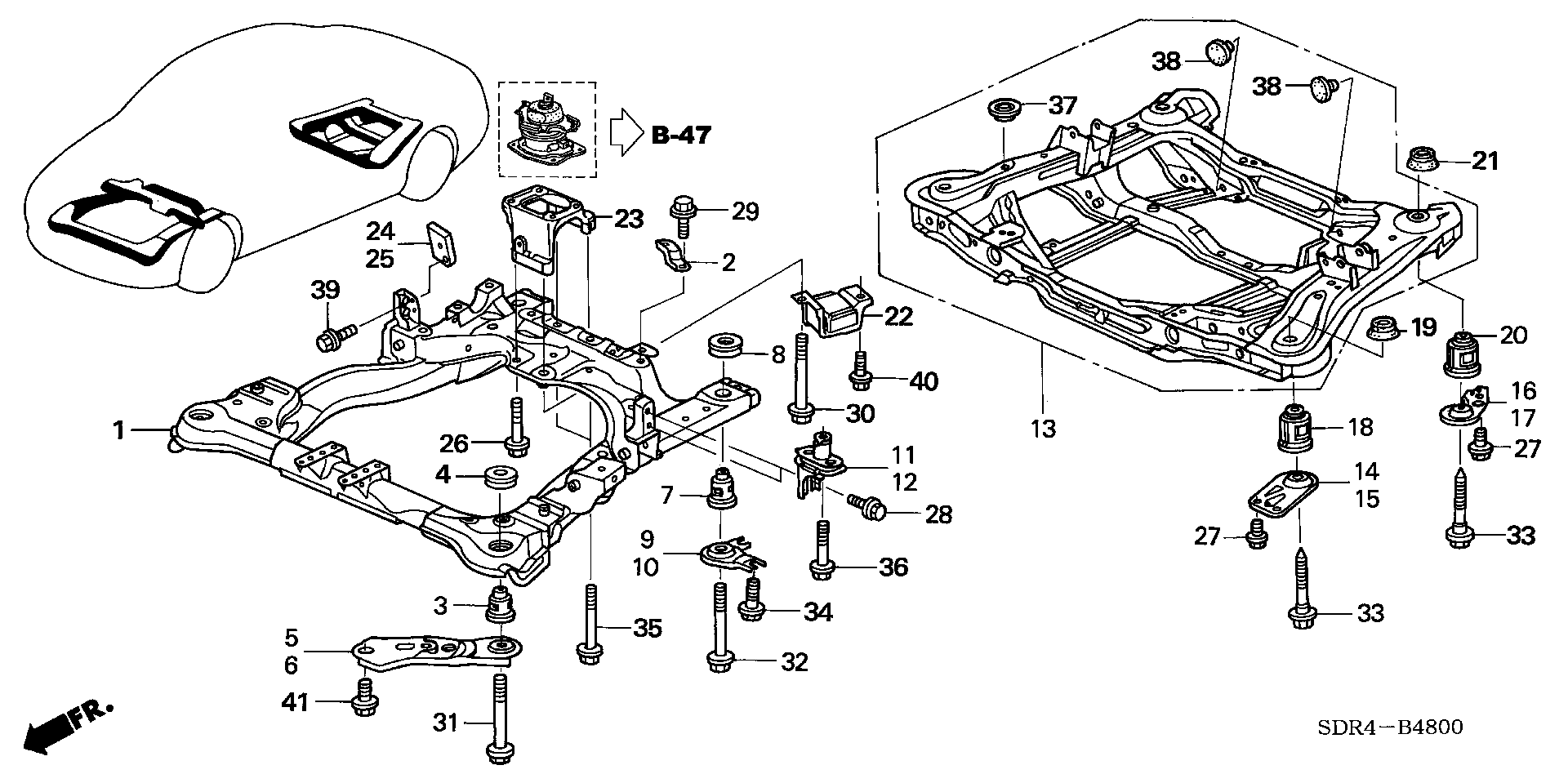 Diagram FRONT SUB FRAME@REAR BEAM for your 1994 Honda Civic Hatchback   