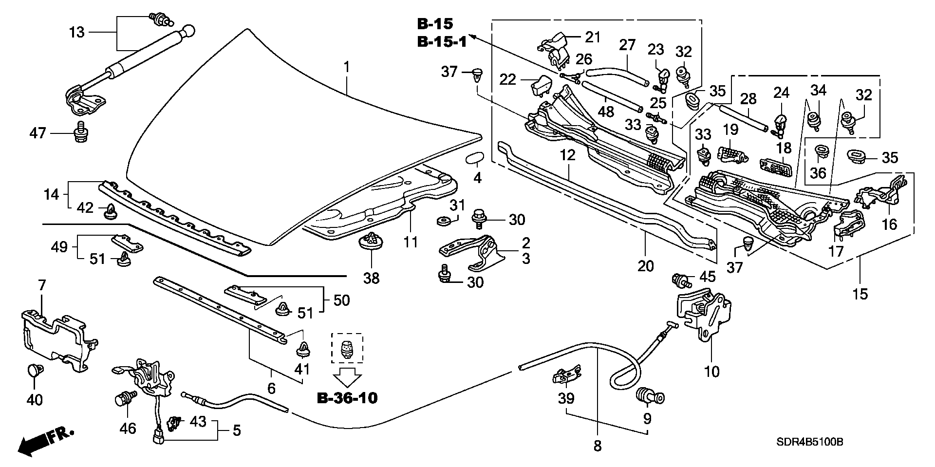 Diagram ENGINE HOOD for your Honda Accord  