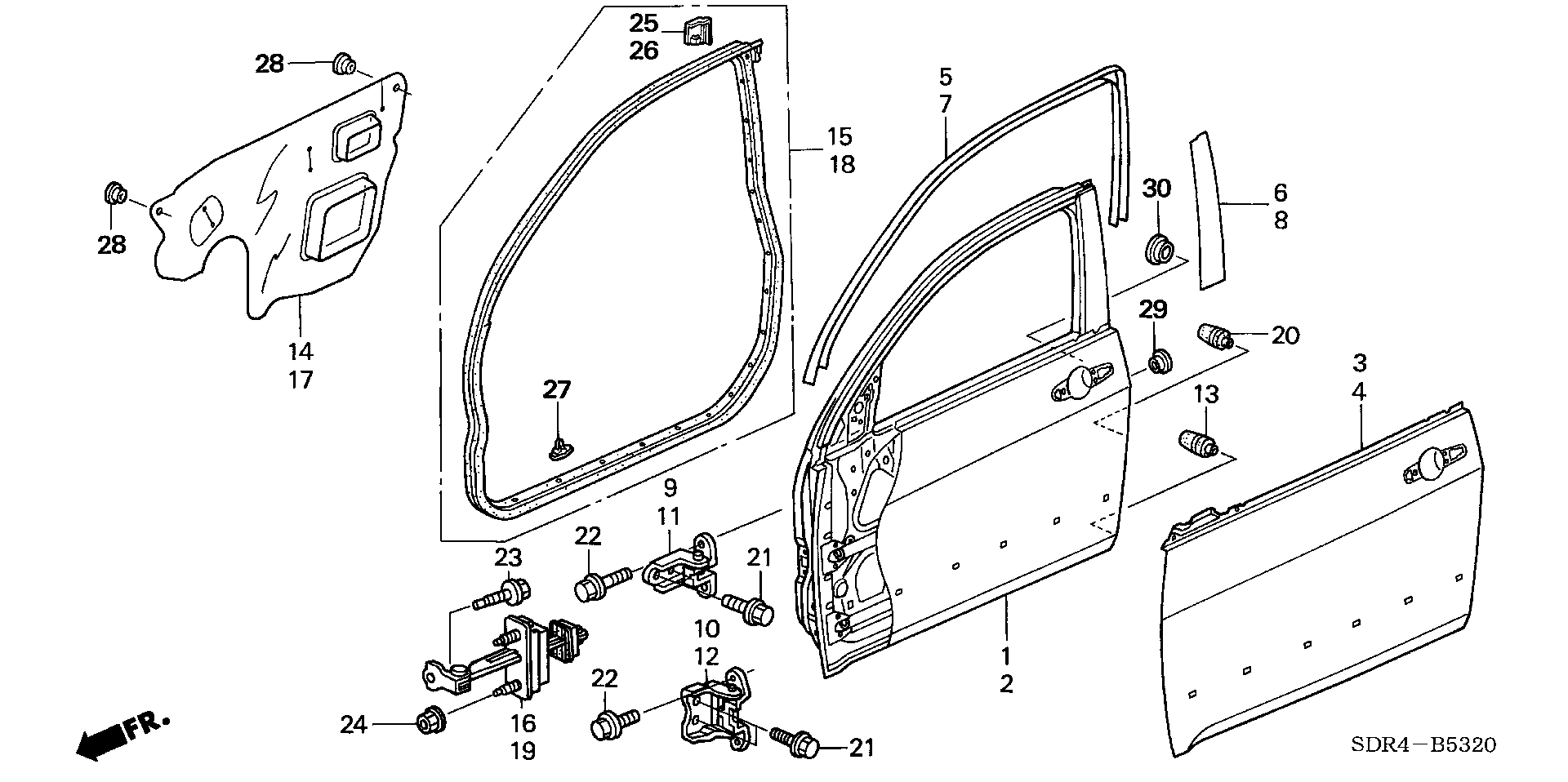 Diagram FRONT DOOR PANELS for your 2021 Honda Civic   