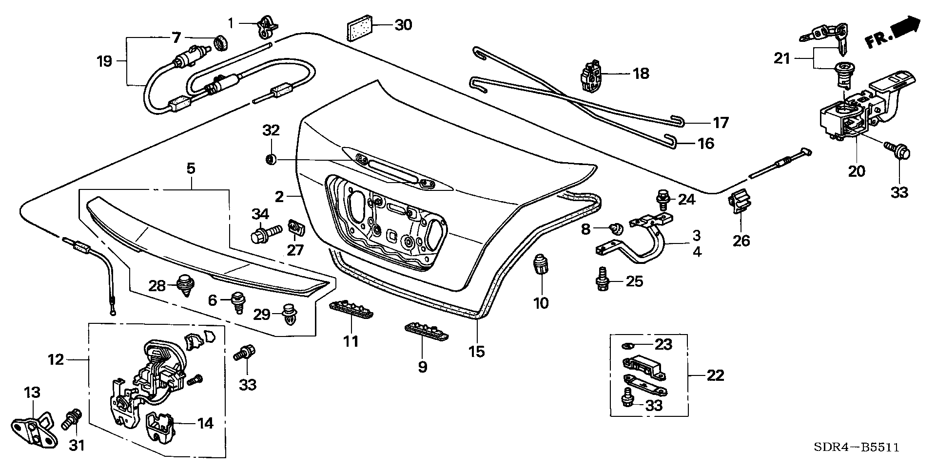 Diagram TRUNK LID ('06-) for your 2005 Honda Accord   