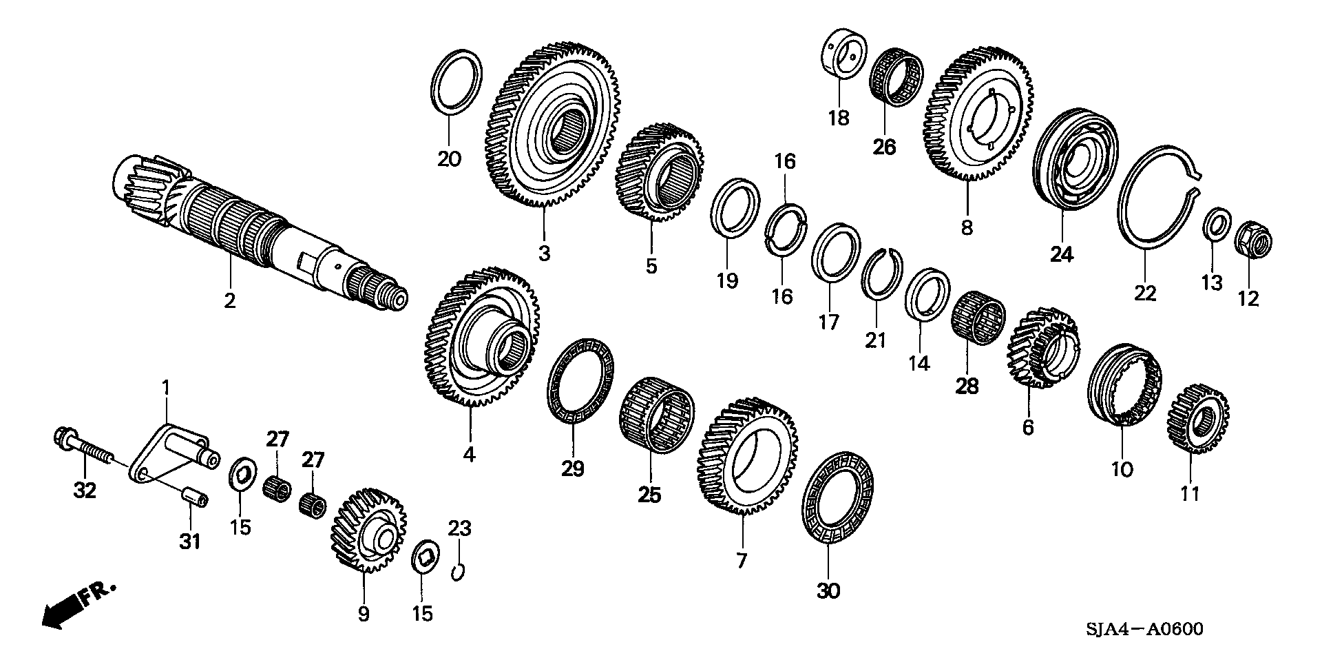 Diagram COUNTERSHAFT for your 1996 Honda Accord Coupe   