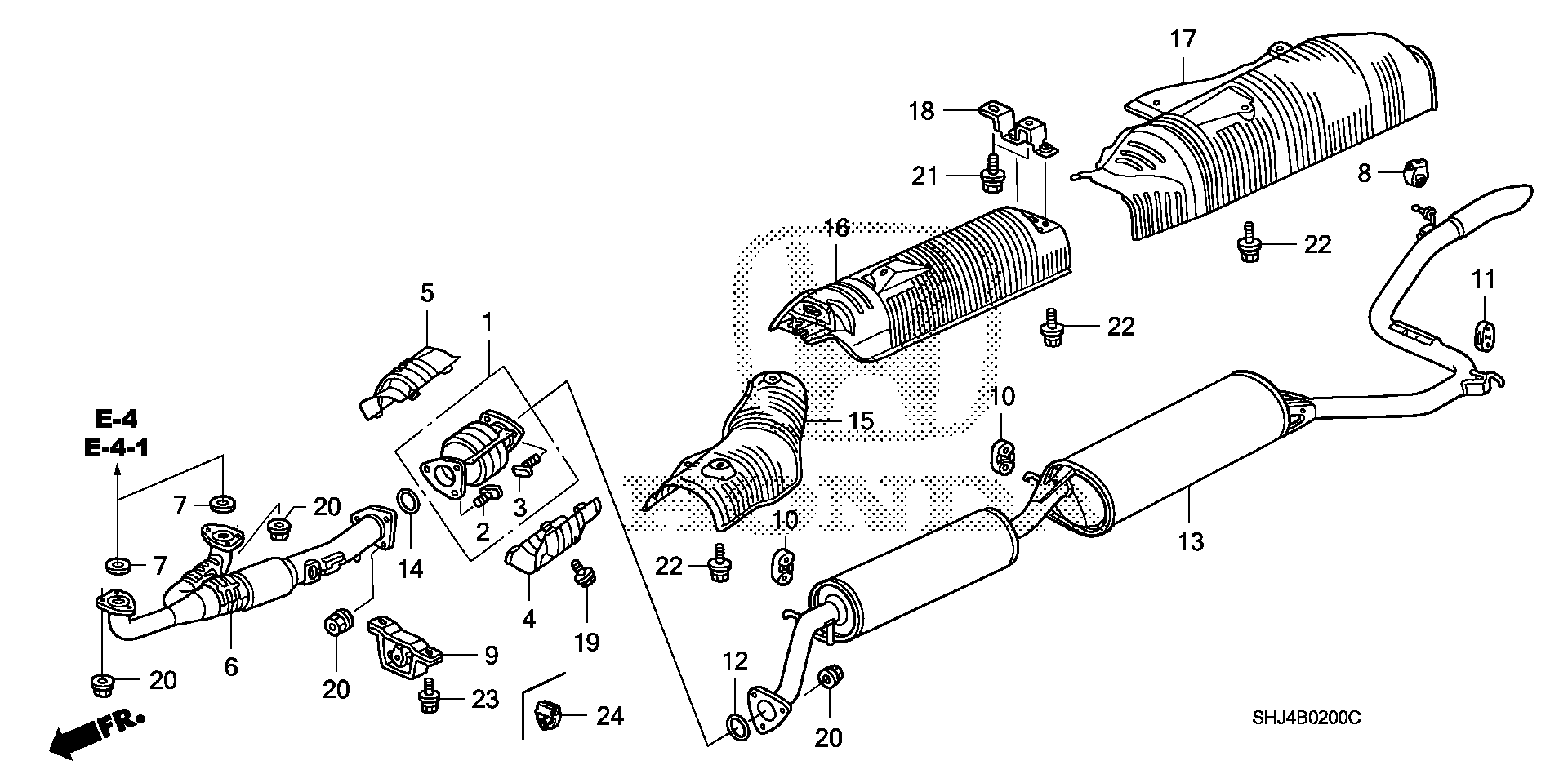 Diagram EXHAUST PIPE@MUFFLER for your Honda