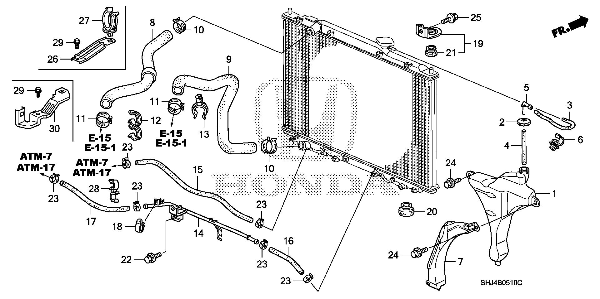 Diagram RADIATOR HOSE@RESERVE TANK for your Honda