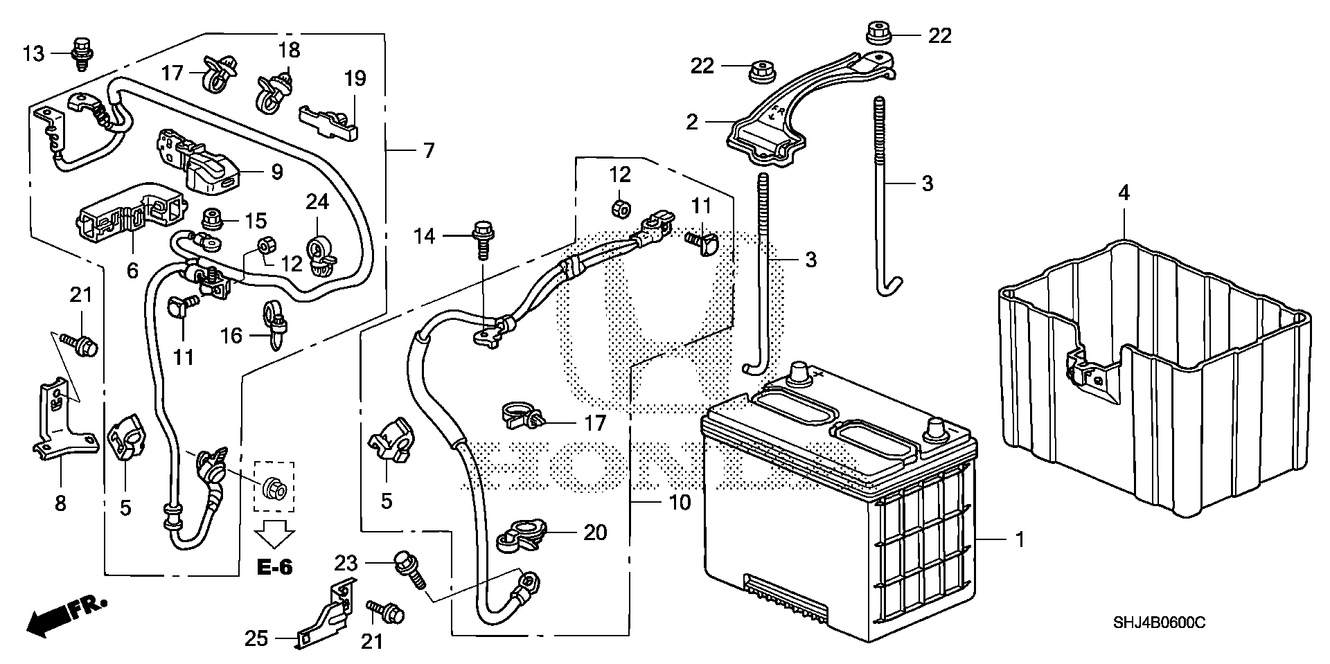 Diagram BATTERY (1) for your 2022 Honda Odyssey 3.5L i-VTEC V6 AT TOUR 