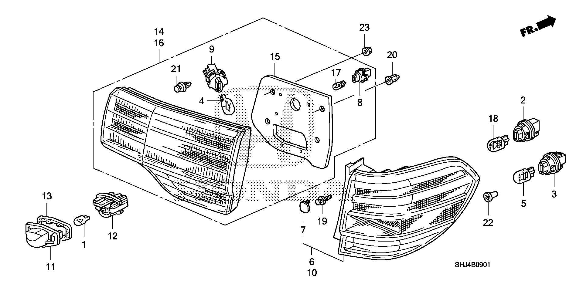 Full size assembly image of TAILLIGHT@LICENSE LIGHT ('08-) (1/1)