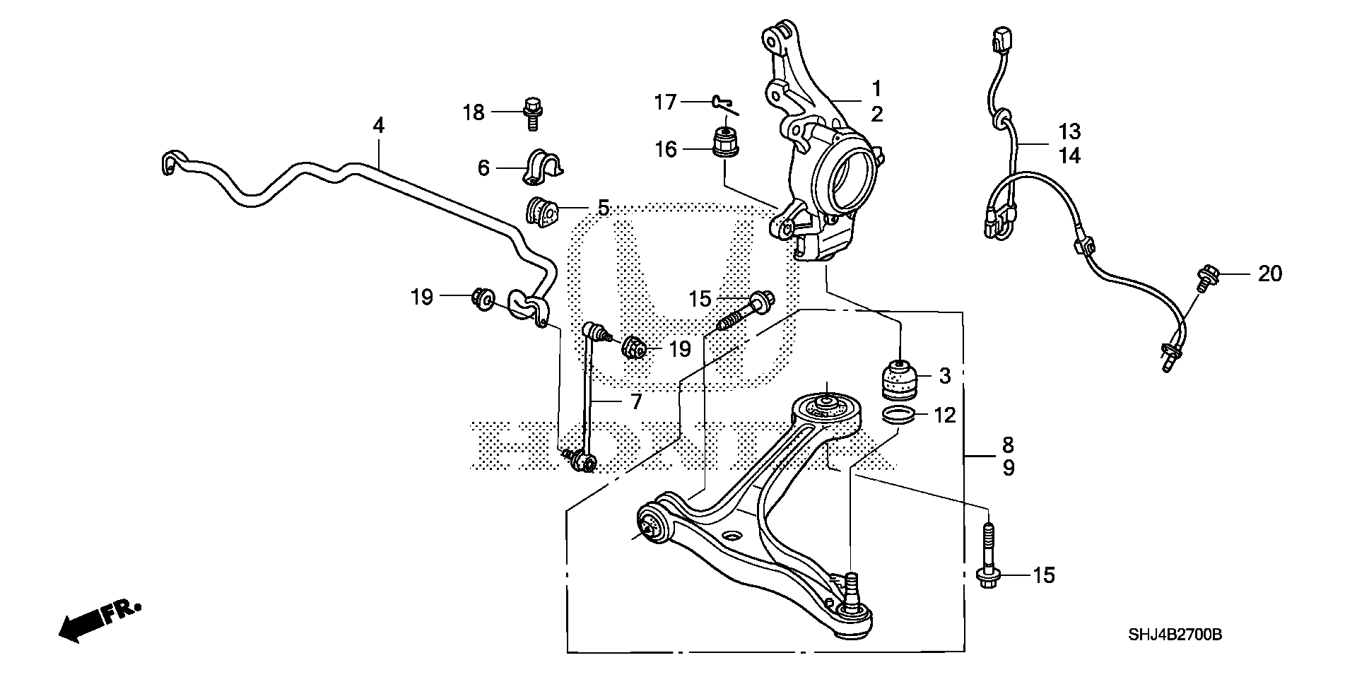 Diagram FRONT KNUCKLE for your 2008 Honda Odyssey 3.5L VTEC V6 AT LX 