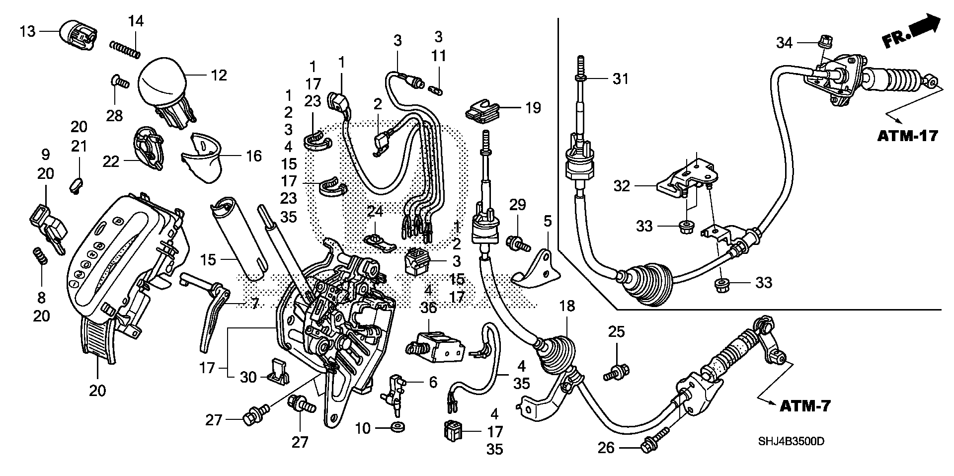 Diagram SELECT LEVER for your 2006 Honda Odyssey 3.5L VTEC V6 AT EX 