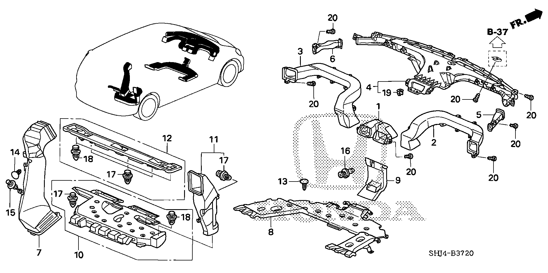 Diagram DUCT for your 2010 Honda Odyssey 3.5L VTEC V6 AT EX 