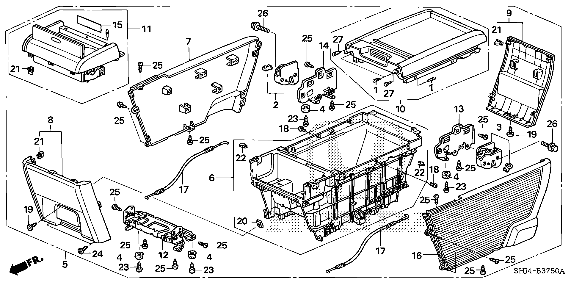 Diagram DETACHABLE CONSOLE for your 1990 Honda Civic Hatchback   