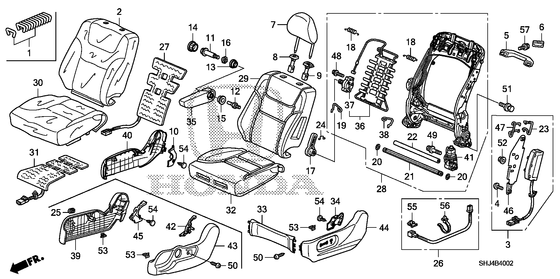 Diagram FRONT SEAT (L.) ('08-) for your 2005 Honda Odyssey 3.5L VTEC V6 AT LX 