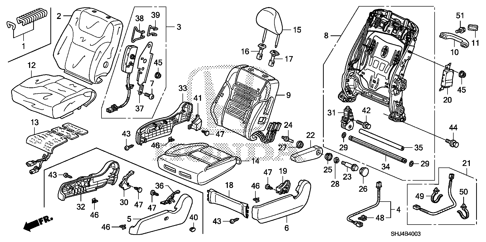 Diagram FRONT SEAT (R.) ('08-) for your 2005 Honda Odyssey 3.5L VTEC V6 AT LX 