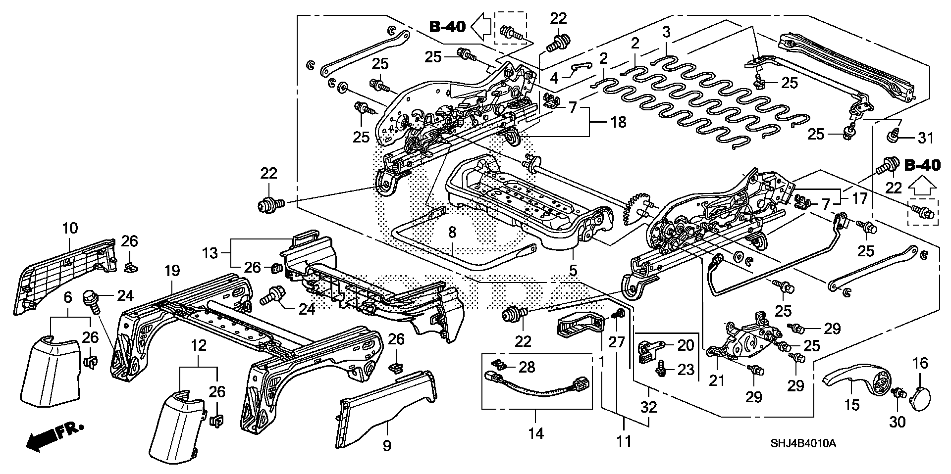 Diagram FRONT SEAT COMPONENTS (L.) (MANUAL HEIGHT) (-'07) for your 2005 Honda Odyssey 3.5L VTEC V6 AT LX 