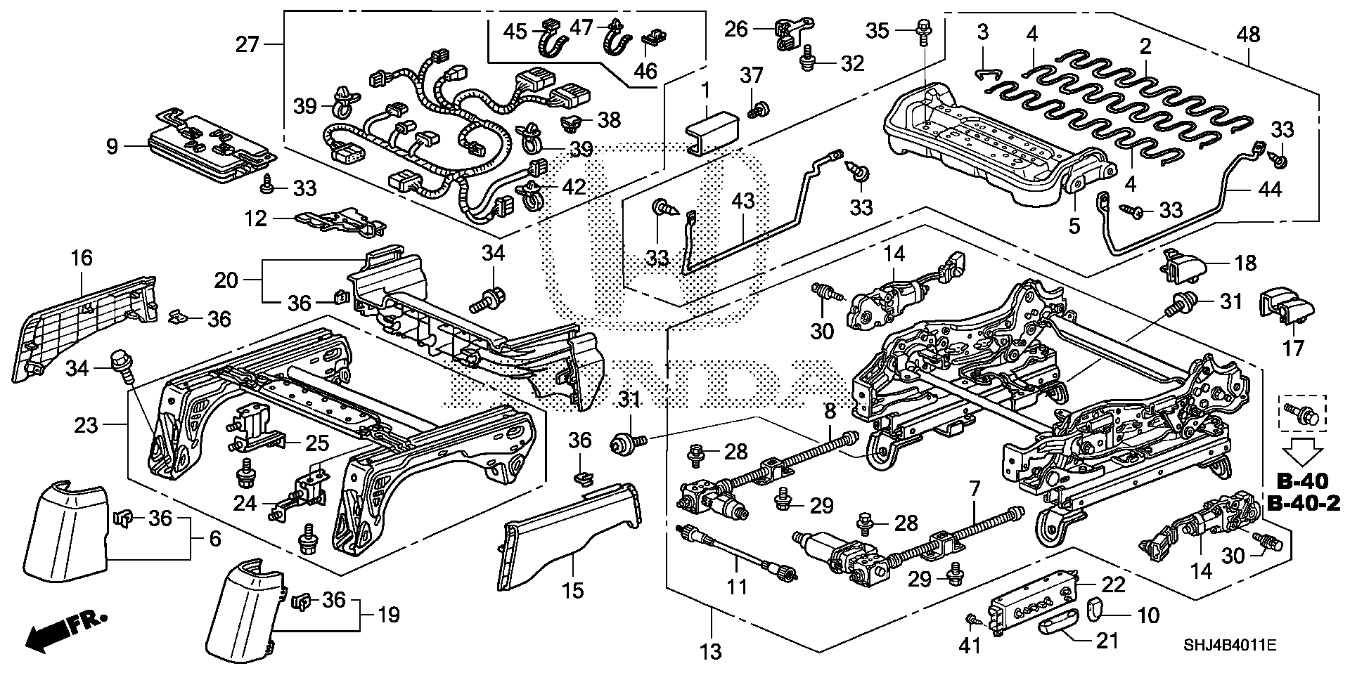 Diagram FRONT SEAT COMPONENTS (L.) (8-WAY POWER SEAT) for your 1983 Honda Civic   