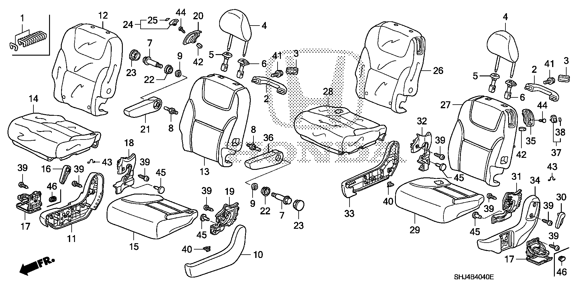 Diagram MIDDLE SEAT for your 2005 Honda Odyssey 3.5L VTEC V6 AT LX 