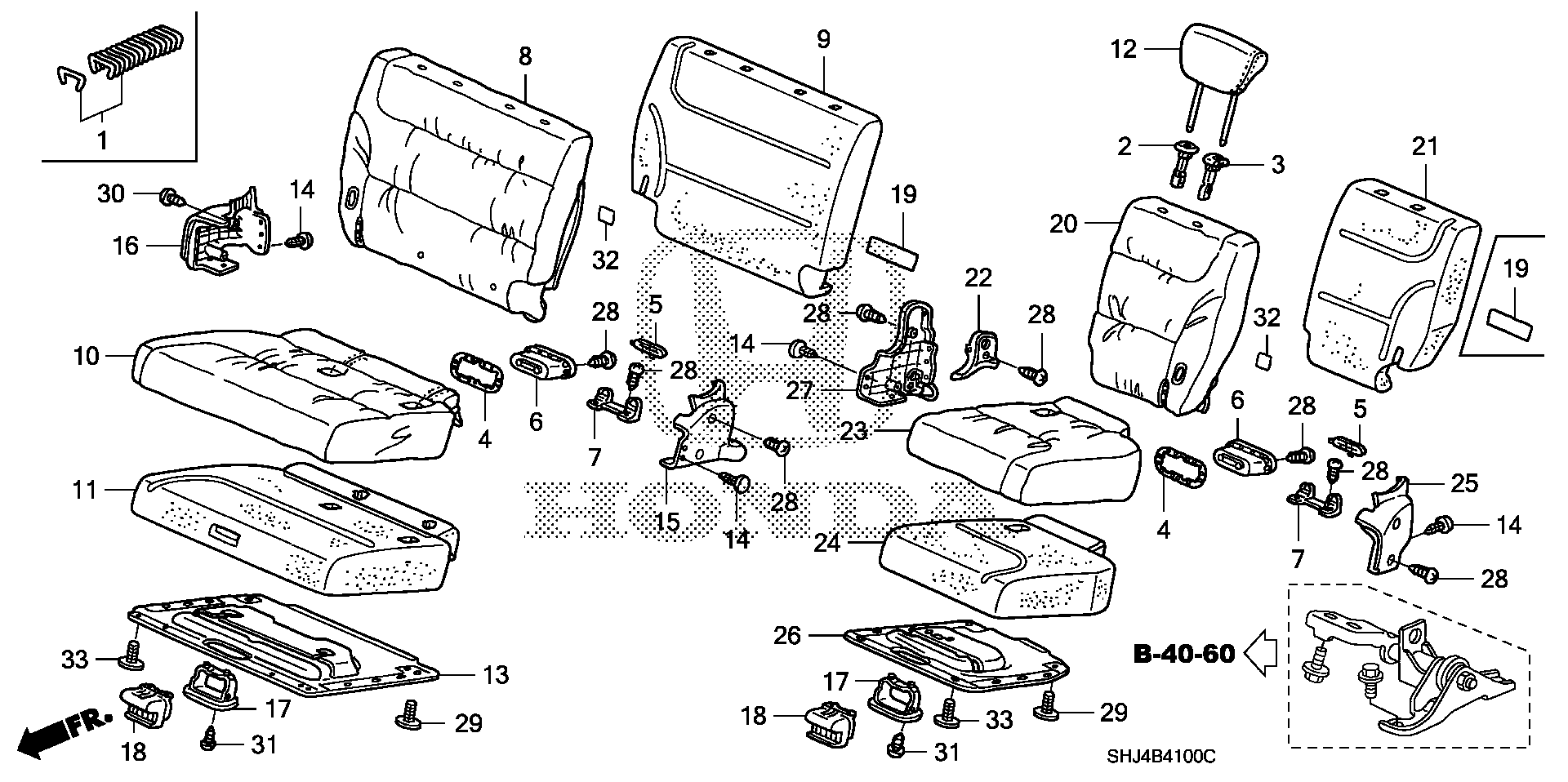 Diagram REAR SEAT for your 2008 Honda Odyssey 3.5L VTEC V6 AT LX 