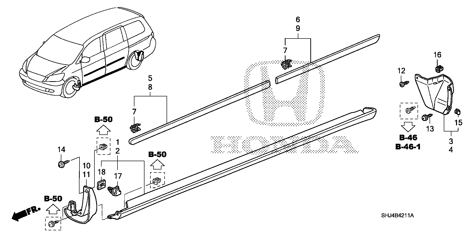 Diagram SIDE SILL GARNISH for your 1983 Honda Civic   