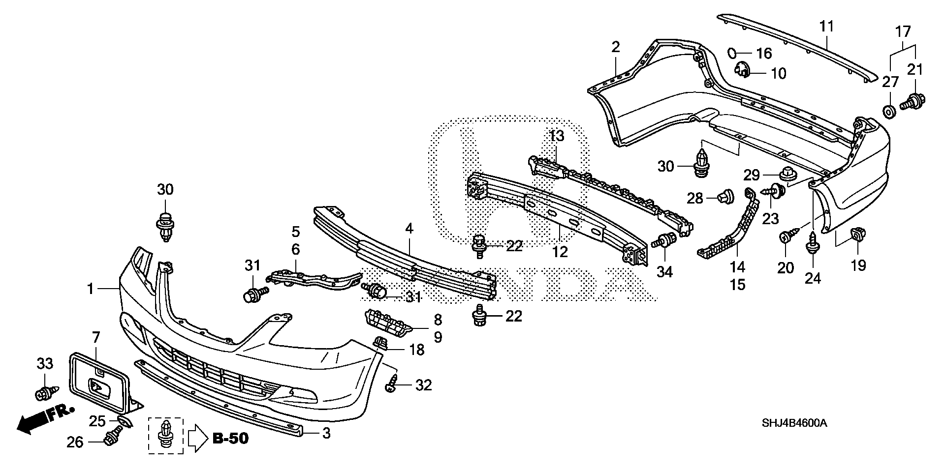 Diagram BUMPERS (-'07) for your 2005 Honda Odyssey 3.5L VTEC V6 AT LX 