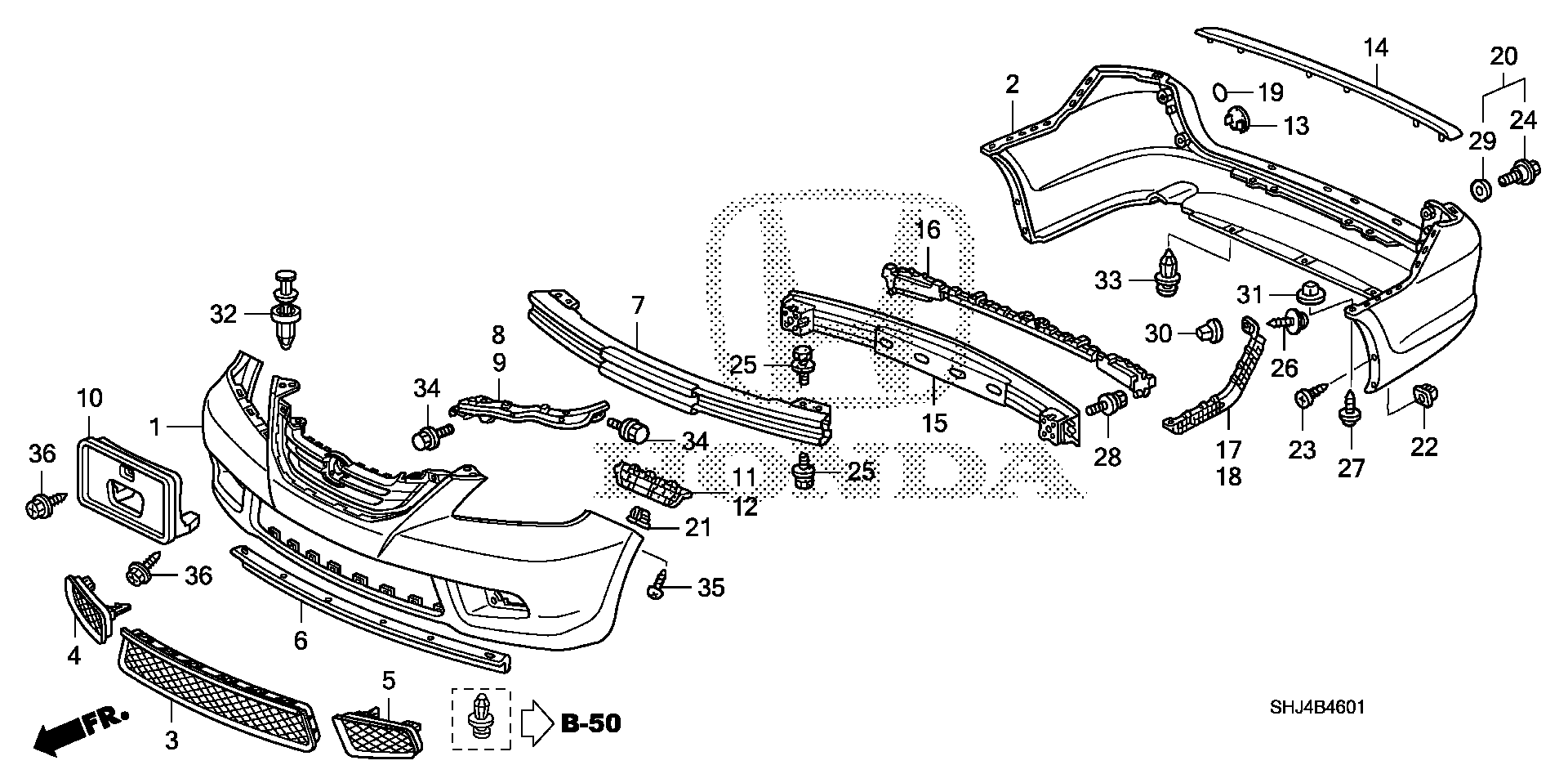 Diagram BUMPERS ('08-) for your 2005 Honda Odyssey 3.5L VTEC V6 AT LX 