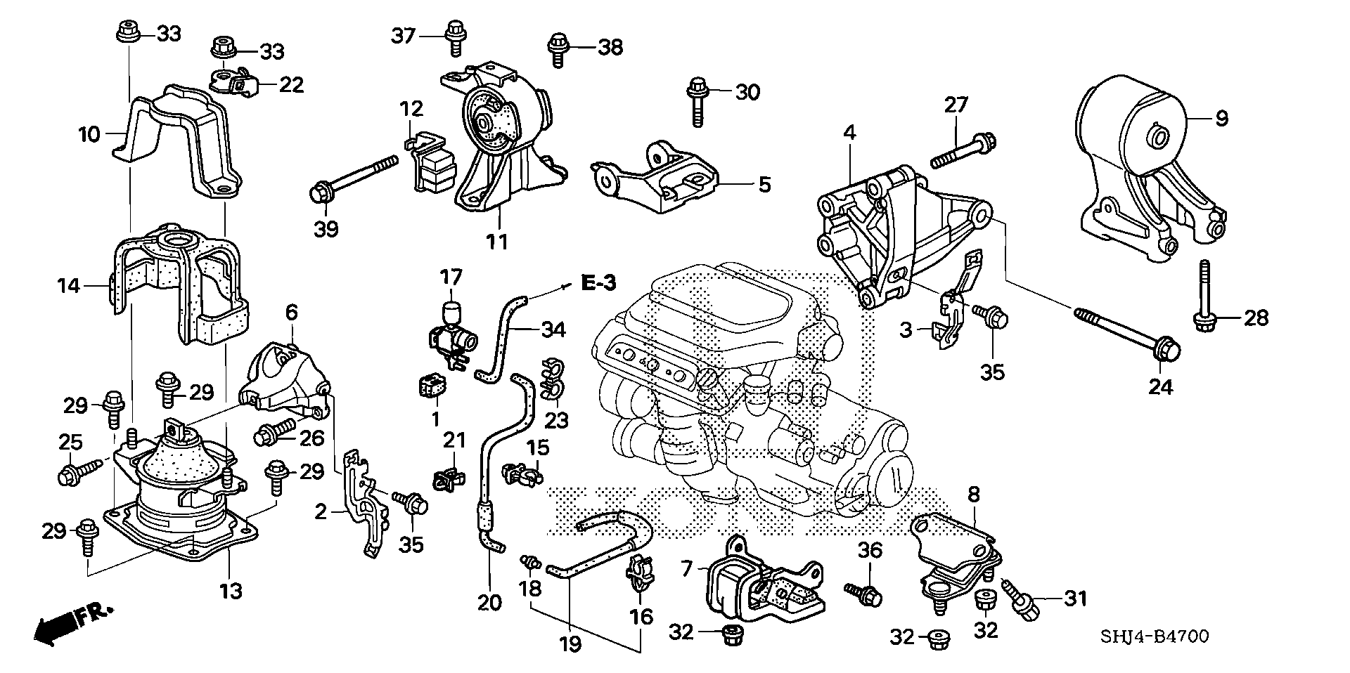 Diagram ENGINE MOUNTS (-'06) (1) for your 2006 Honda Odyssey 3.5L VTEC V6 AT EX 