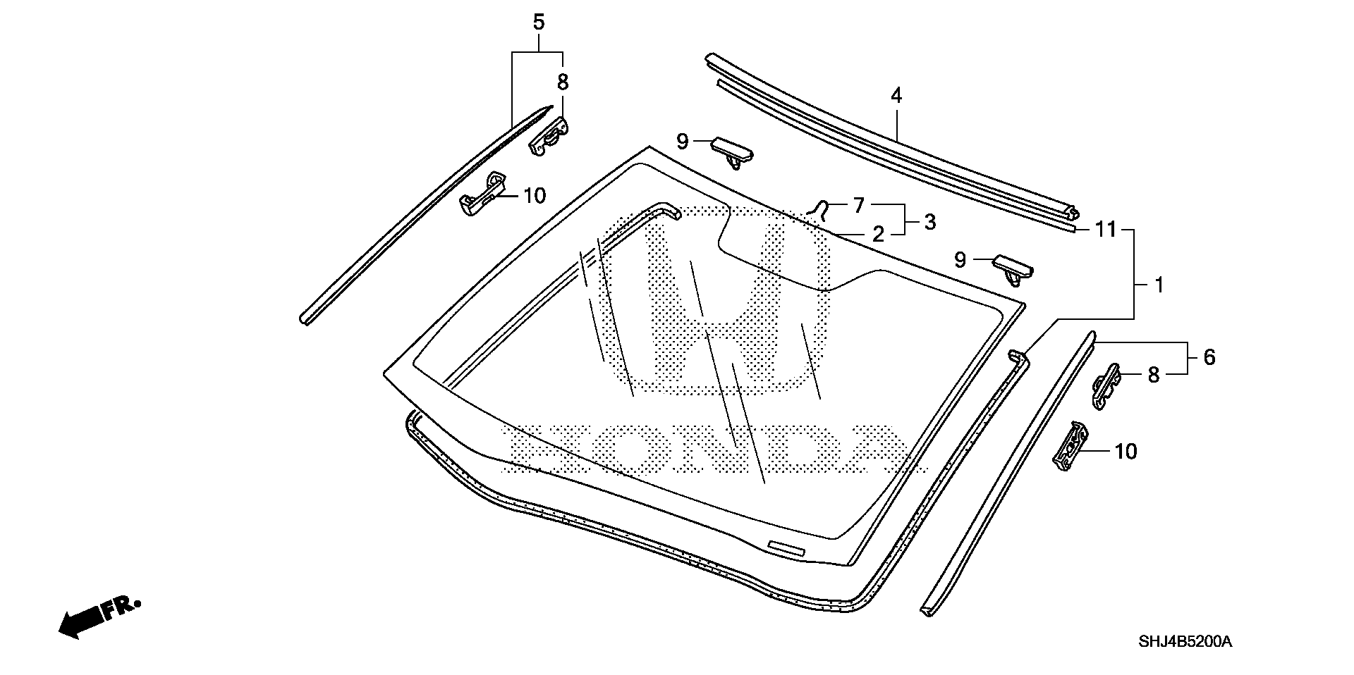 Diagram FRONT WINDSHIELD for your 2012 Honda Civic   