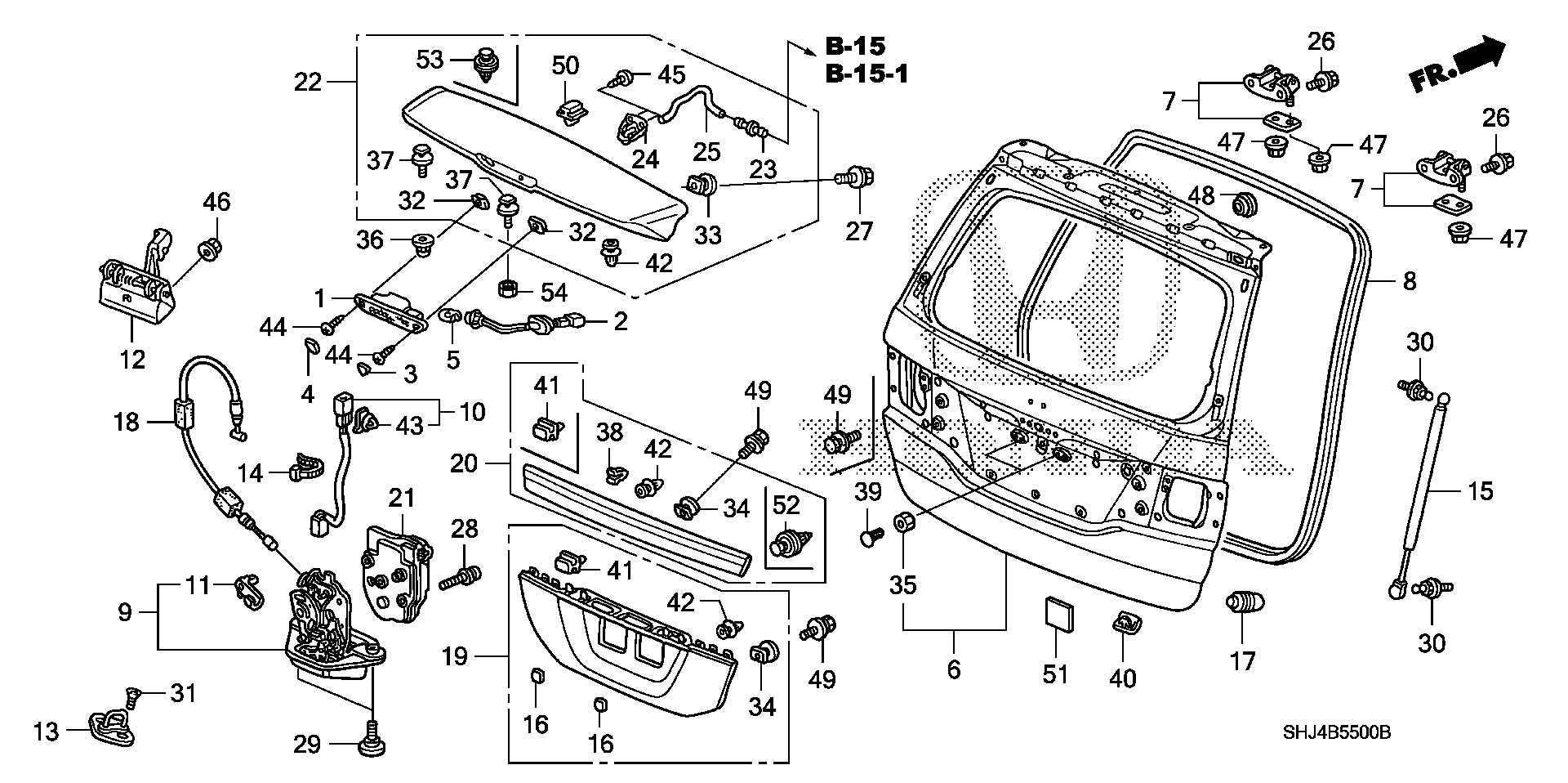 Diagram TAILGATE for your 2001 Honda Accord   