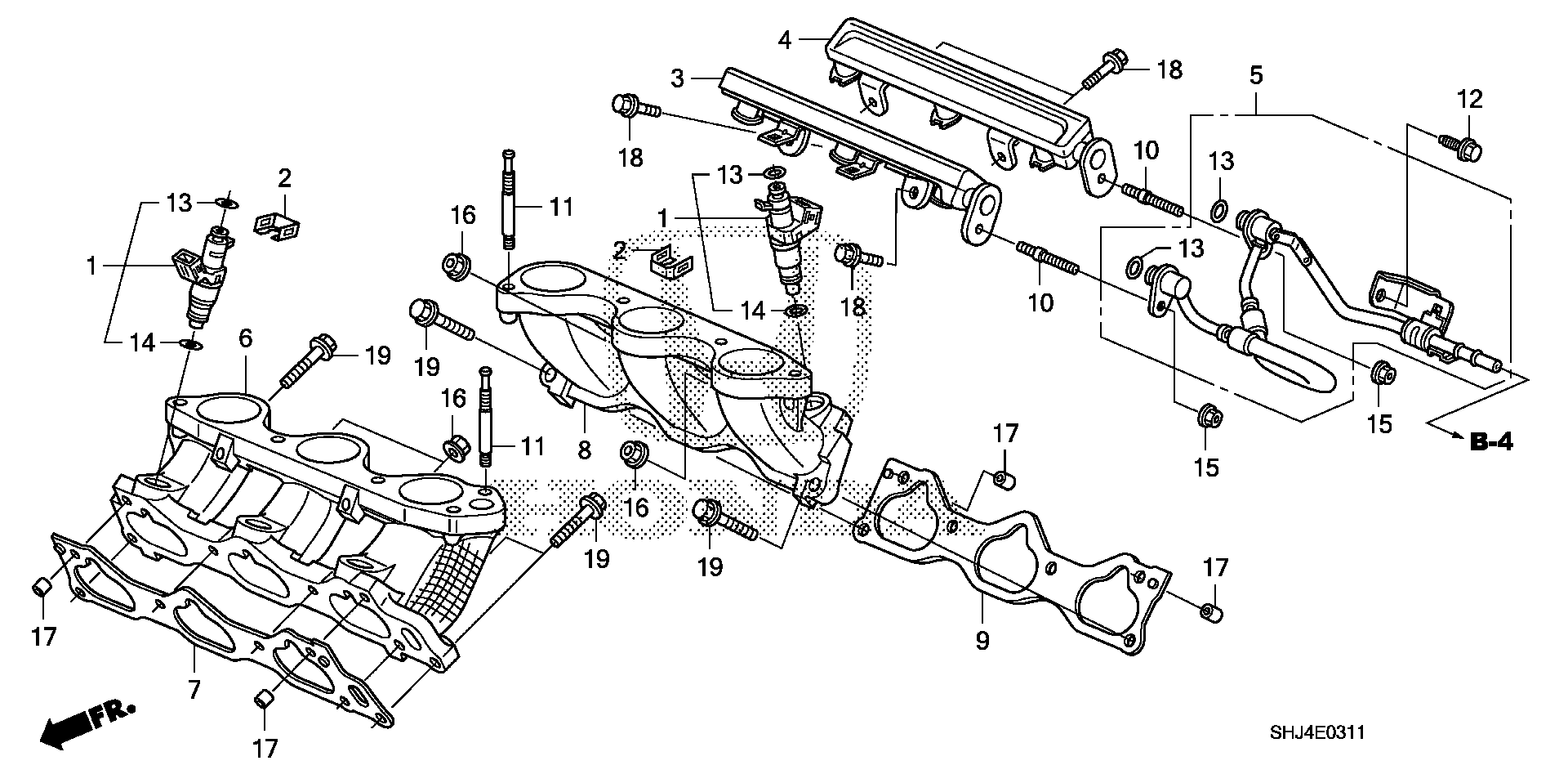 Diagram FUEL INJECTOR (2) for your 2022 Honda Passport  TSPORT 5D 