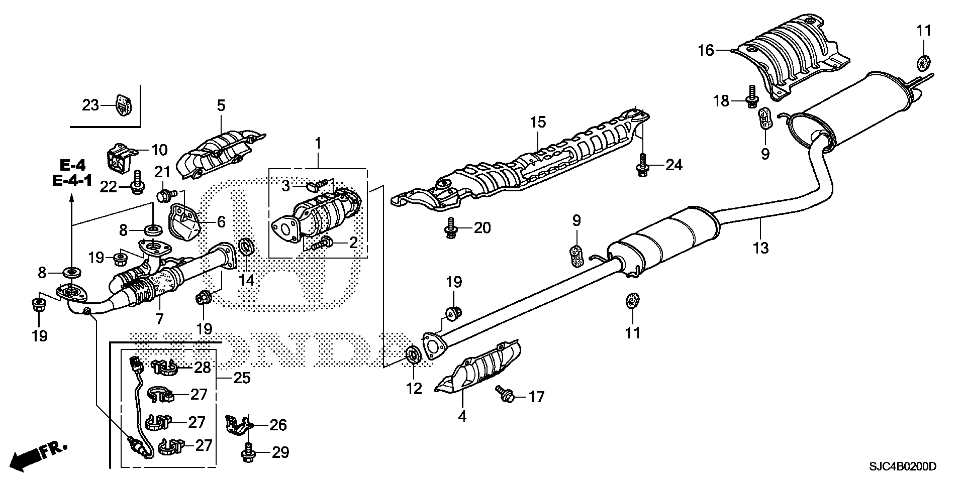 Diagram EXHAUST PIPE for your 1990 Honda Accord Coupe 2.2L AT LX 