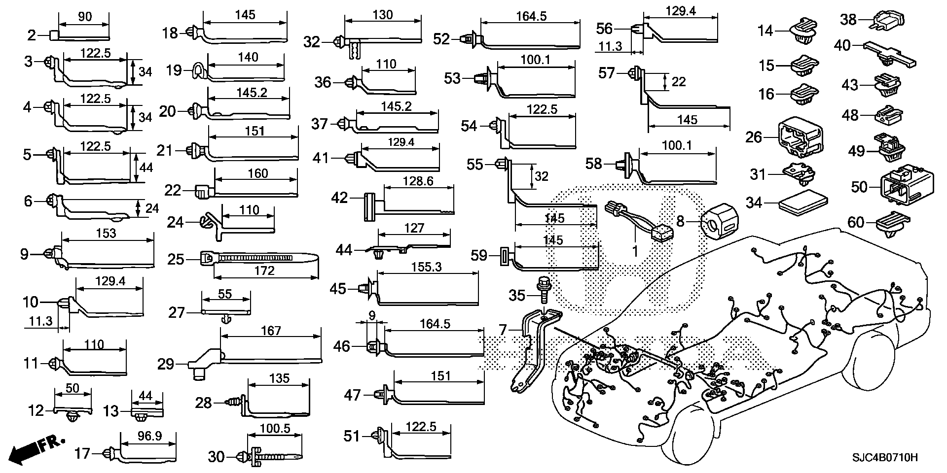 Diagram HARNESS BAND@BRACKET for your 1988 Honda Civic Hatchback   