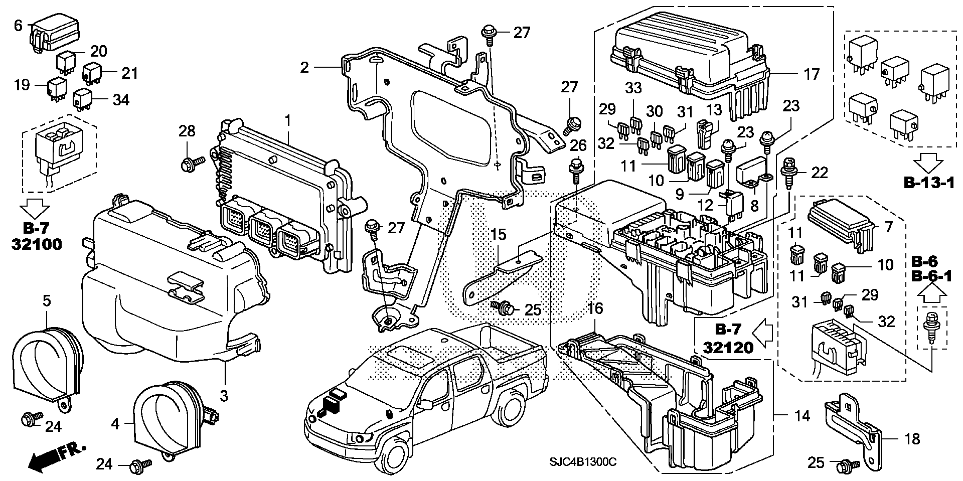 Diagram CONTROL UNIT (ENGINE ROOM) (1) for your Honda