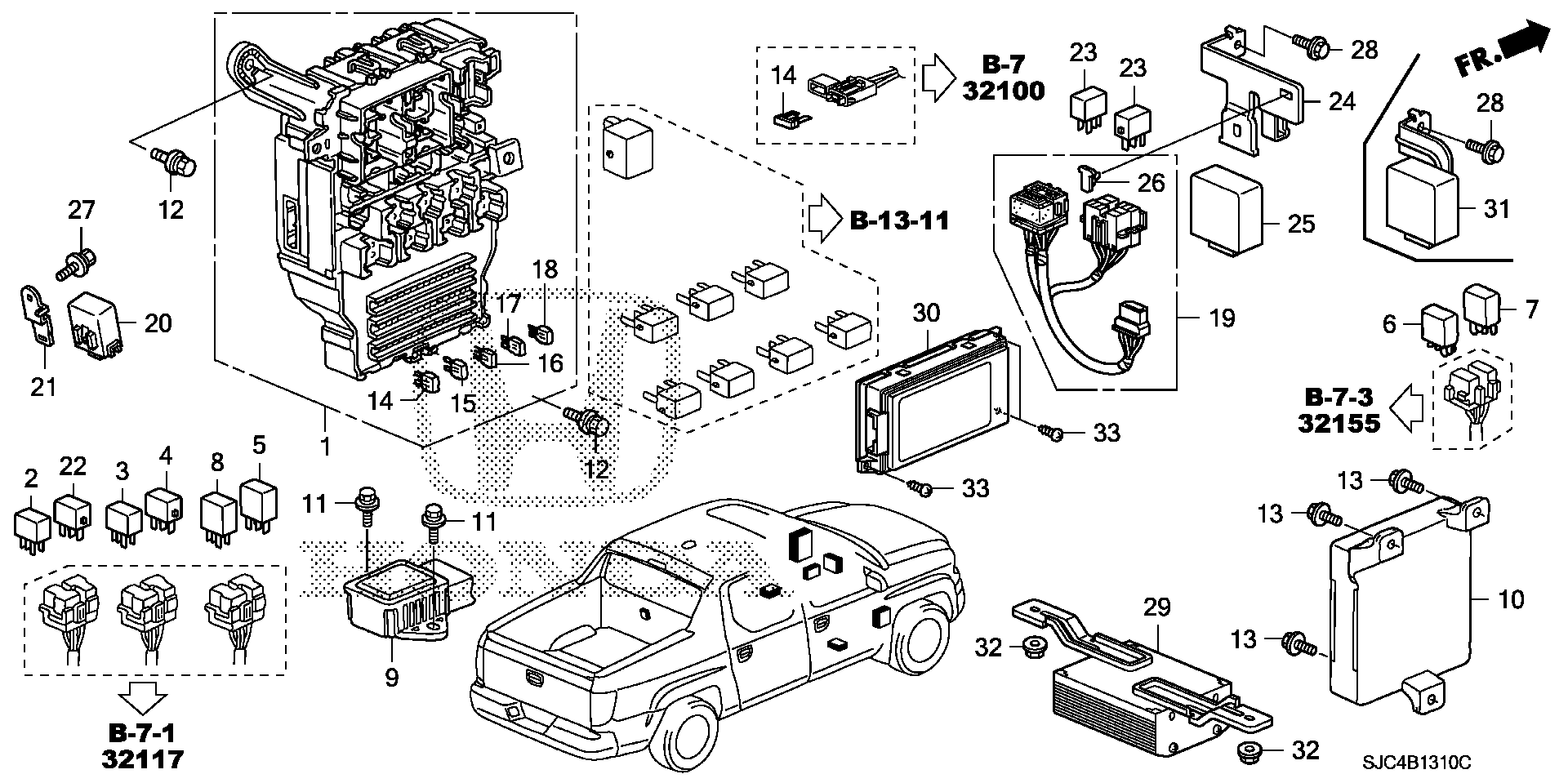 Diagram CONTROL UNIT (CABIN) (1) for your Honda