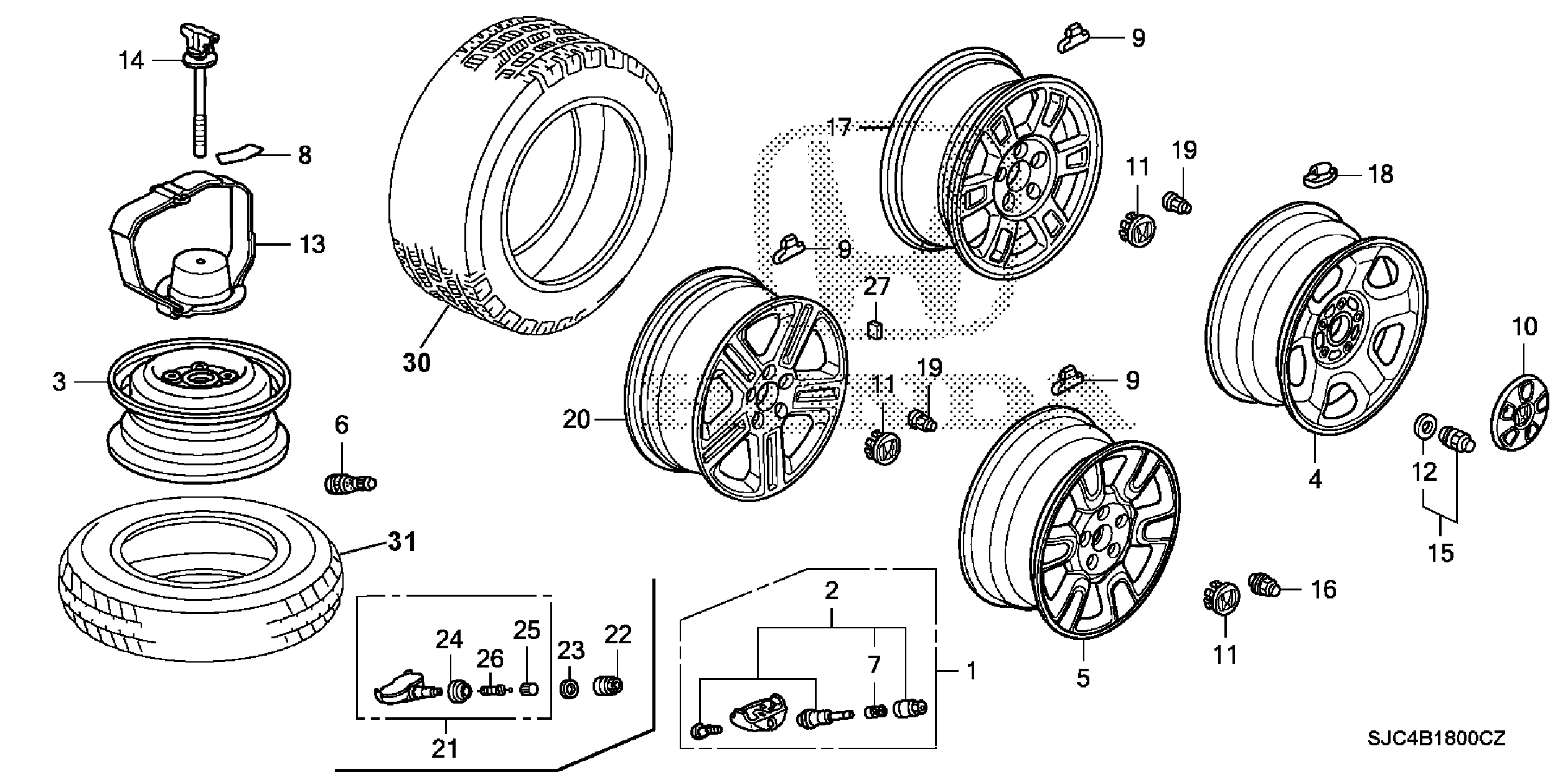 Diagram WHEEL DISK (KA) for your 2020 Honda Ridgeline   