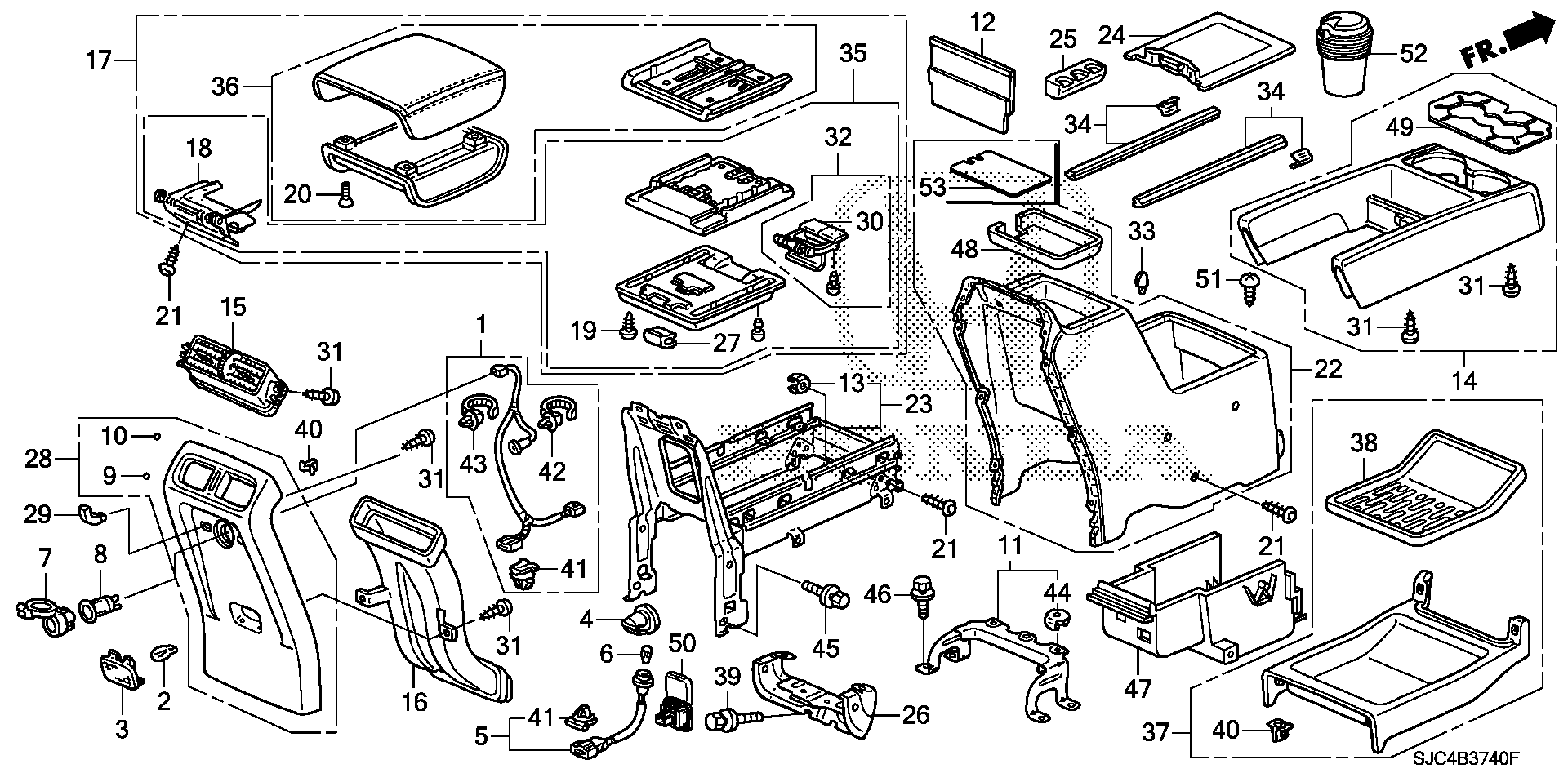 Diagram CONSOLE for your 1988 Honda Civic Hatchback   