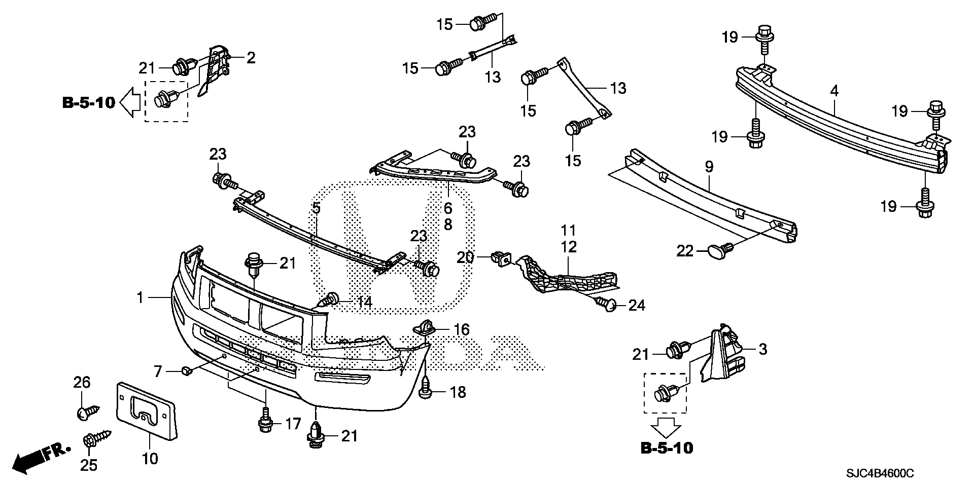 Diagram FRONT BUMPER (1) for your 1996 Honda Accord Coupe 2.2L VTEC MT EX 