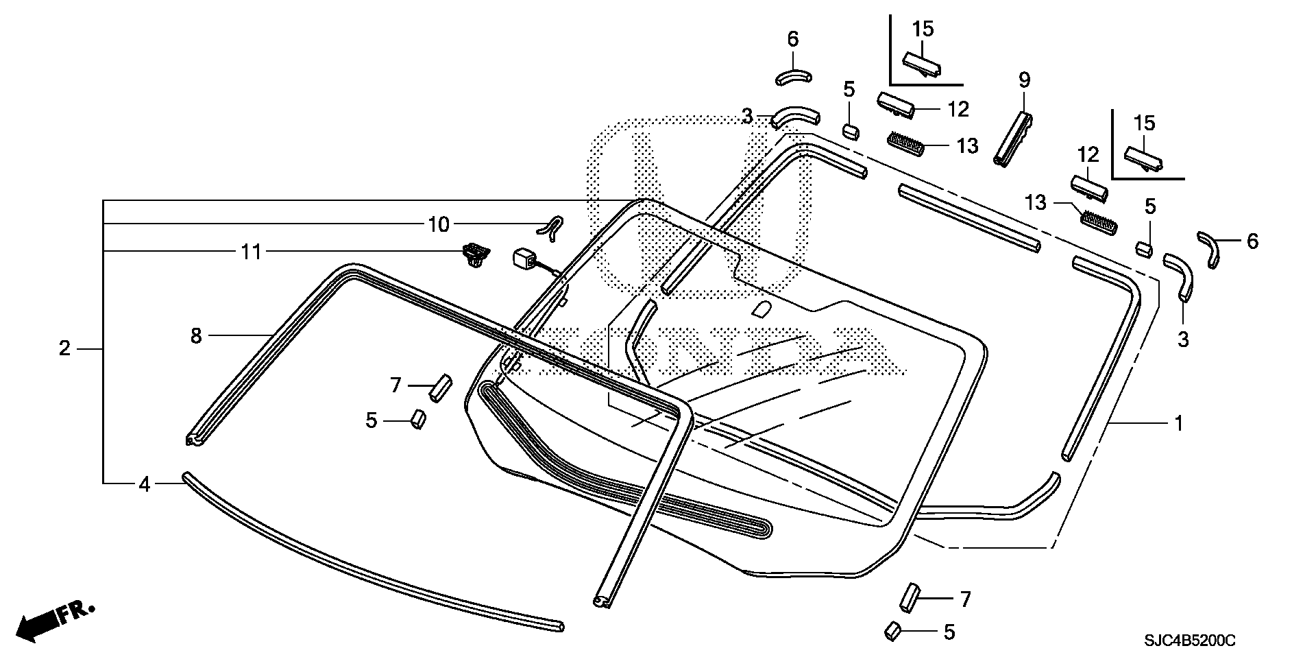 Diagram FRONT WINDSHIELD for your 1999 Honda Civic   