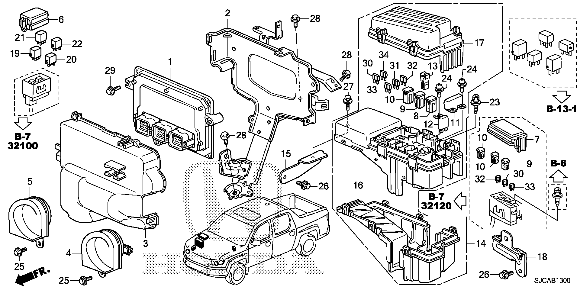 Diagram CONTROL UNIT (ENGINE ROOM) (1) for your Honda