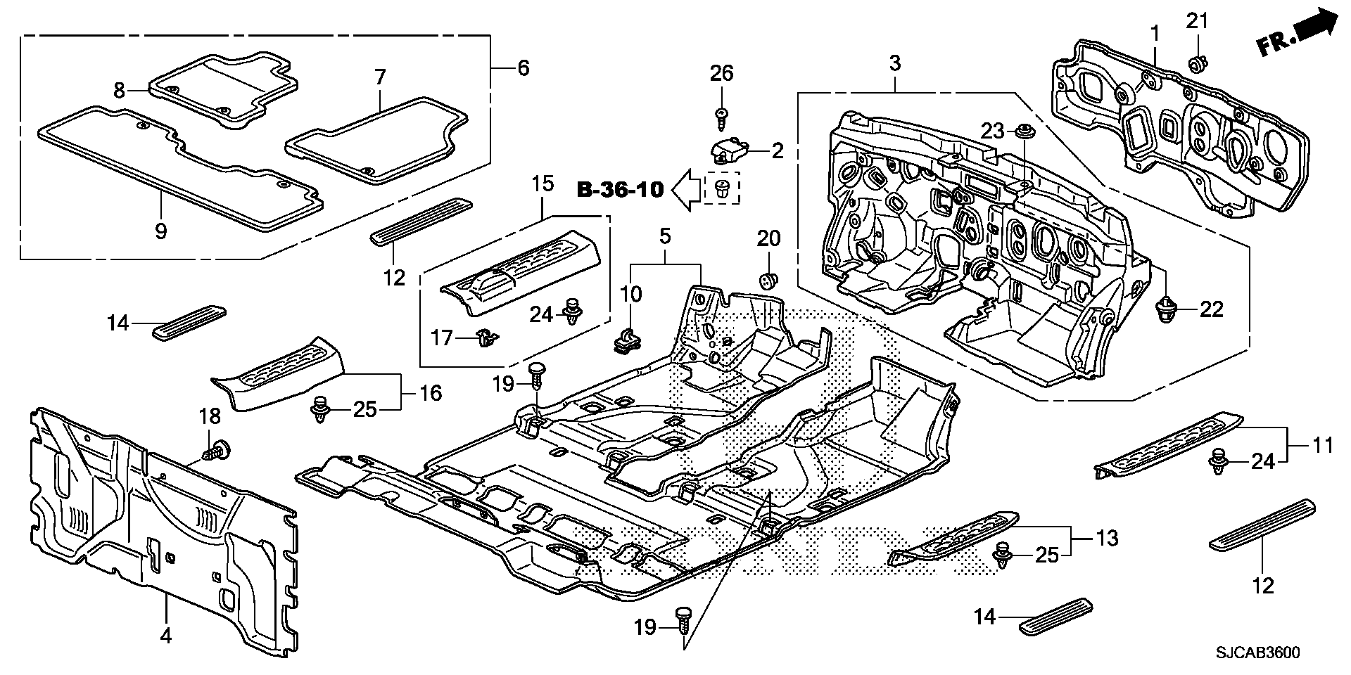 Honda Ridgeline Insulator, dashboard. Floor, mat, mats 74260SJCA01