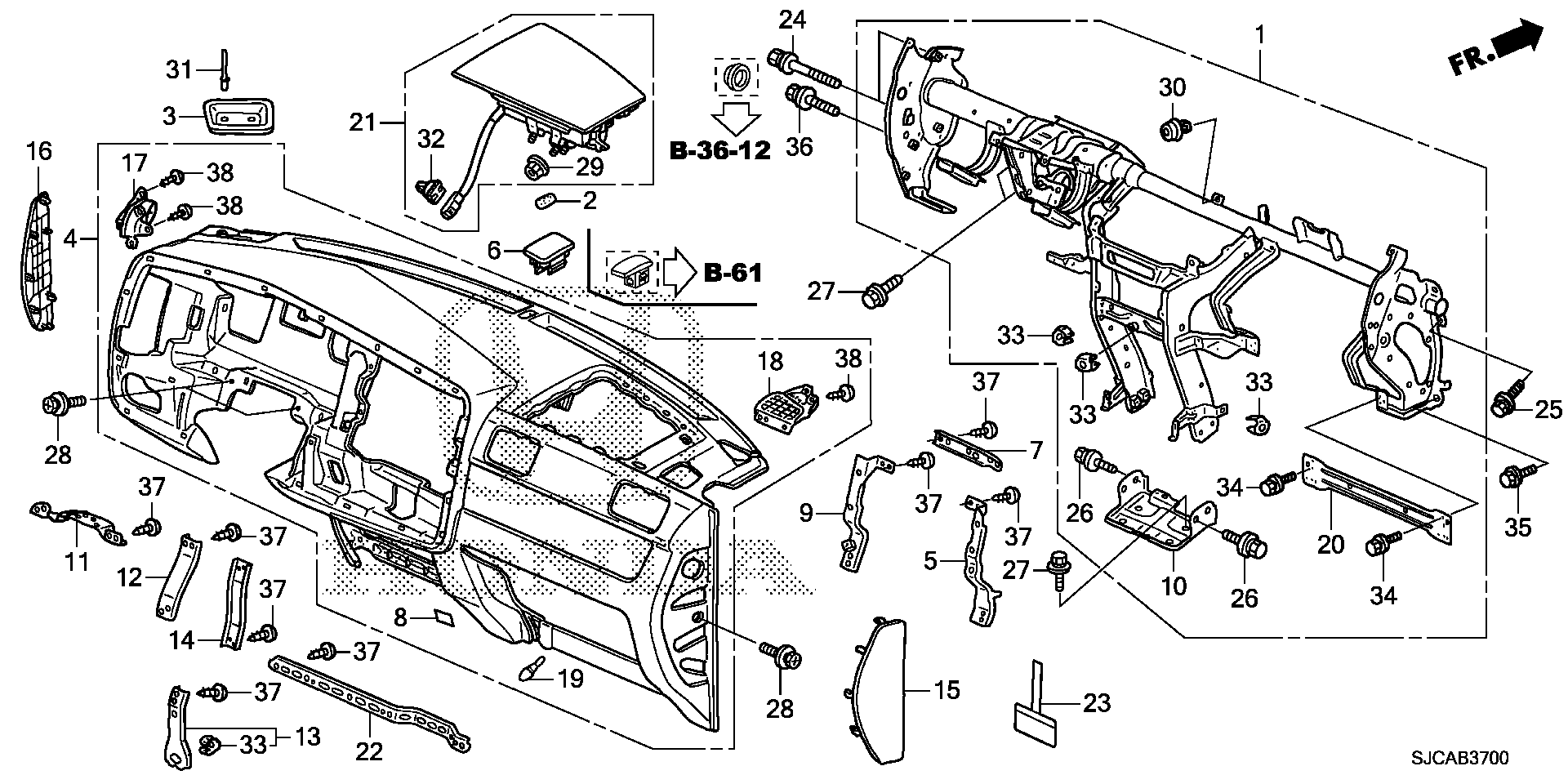 Diagram INSTRUMENT PANEL for your Honda