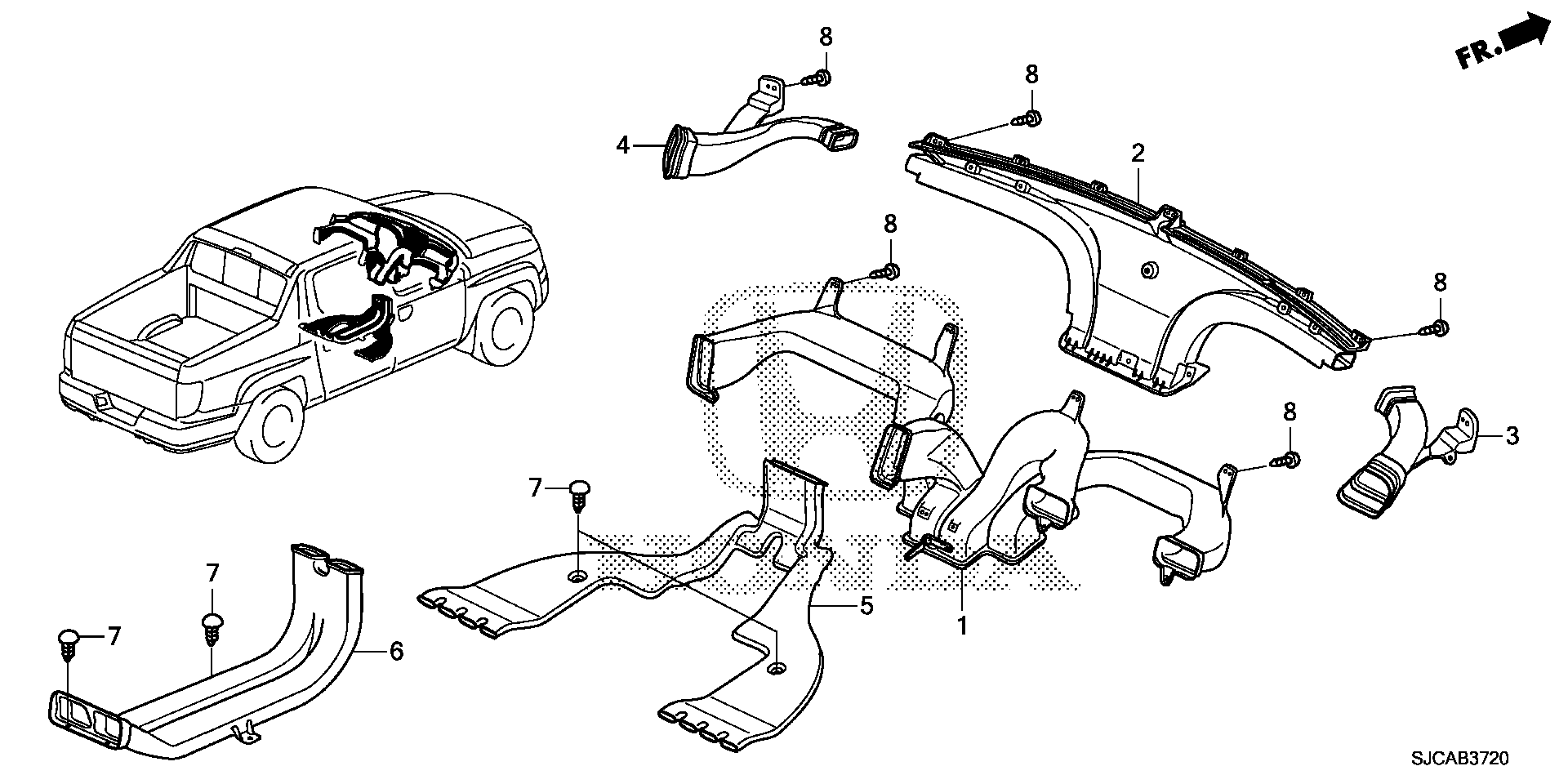 Diagram DUCT for your 2009 Honda Pilot   