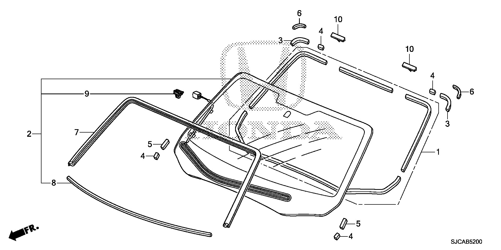 Diagram FRONT WINDSHIELD for your 1999 Honda Civic   