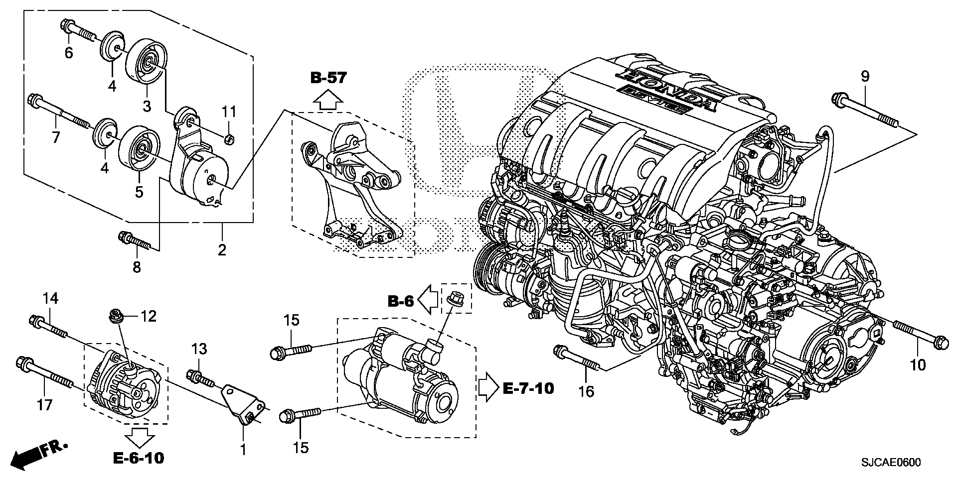 31190-RCA-A02 - Honda Pulley, idler. Alternator, bracket, tensioner ...