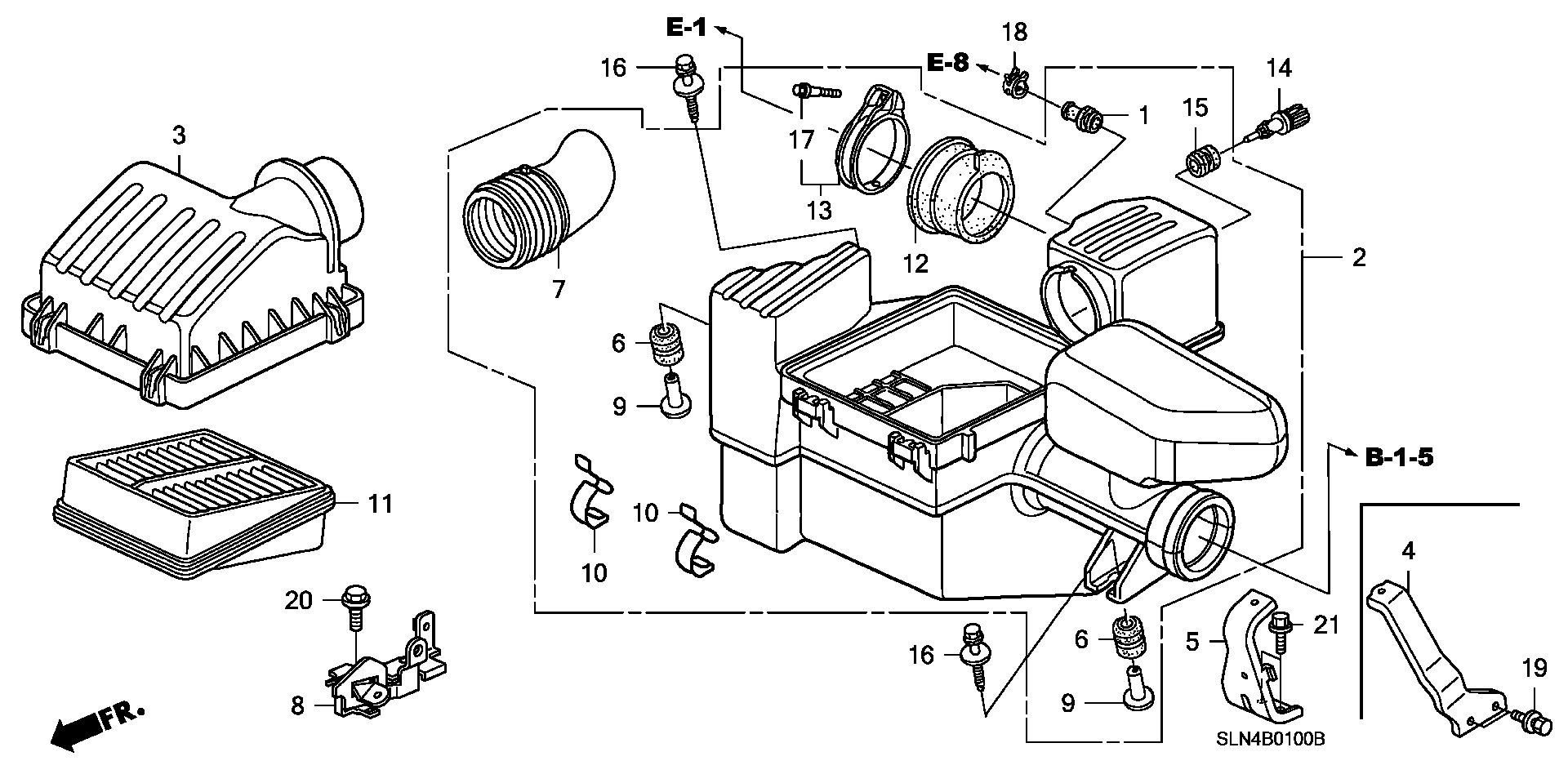 Diagram AIR CLEANER for your 2007 Honda Fit 1.5L VTEC AT Base 