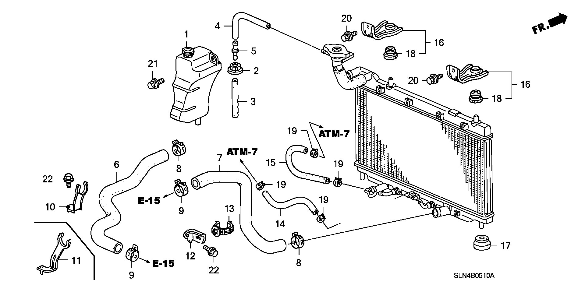 Diagram RADIATOR HOSE@RESERVE TANK for your 1990 Honda Accord Coupe 2.2L AT LX 